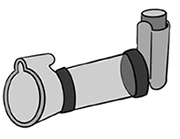 Illustration of Inhaler with Spacer and Face Mask